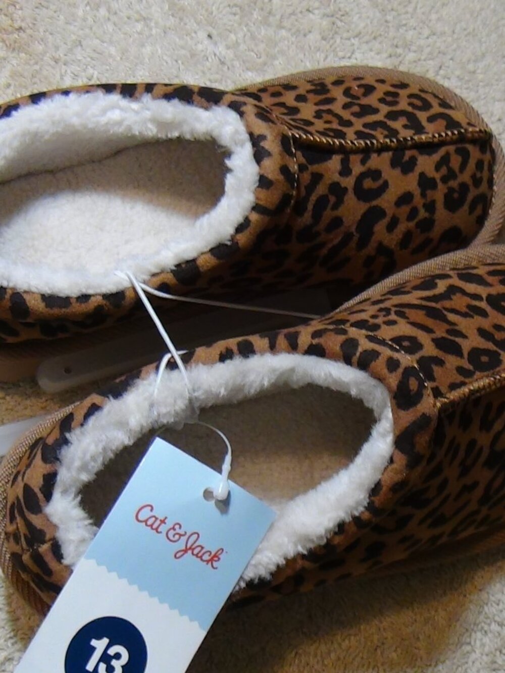 Cat & Jack Kids Jude Suede Faux Slippers Clogs Size 13 Leopard Brown